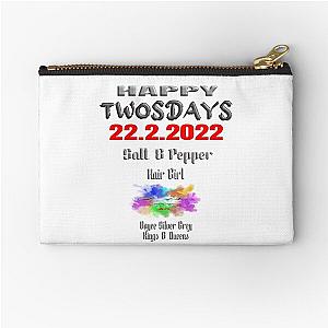 Happy Twosdays once-in-a-lifetime event I am a Salt and pepper hair girl [Dark logo on light top] Zipper Pouch