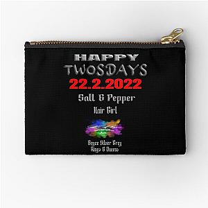 Happy Twosdays once-in-a-lifetime event I am a Salt and pepper hair girl [light logo on dark top] Zipper Pouch