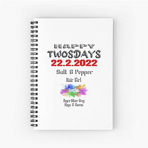 Happy Twosdays once-in-a-lifetime event I am a Salt and pepper hair girl [Dark logo on light top] Spiral Notebook