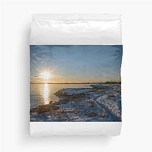 Wintery Sam Smith Park in Toronto During Sunset Duvet Cover