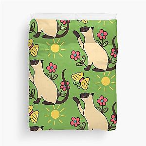 Siamese Cat Playing with Butterfly Duvet Cover