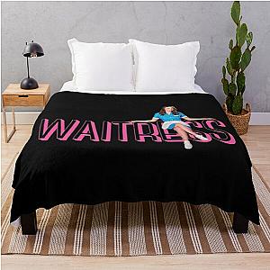 Sara Bareilles sitting on Waitress the Musical logo Broadway West End Throw Blanket