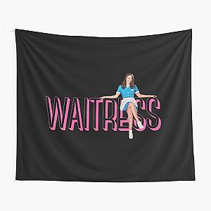Sara Bareilles sitting on Waitress logo - Broadway West End Tapestry