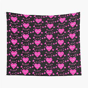 I Love You with Hearts and Japanese Expressions Tapestry