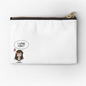 Chibi Anime Girl says I Love You!! Zipper Pouch