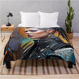 Taysha Scorn - Cyber City Character Concept Throw Blanket