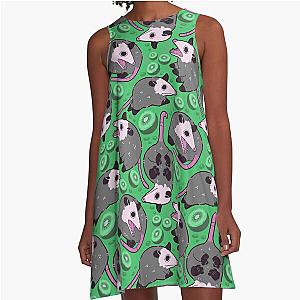 Cute possum scream with kiwi A-line dress.