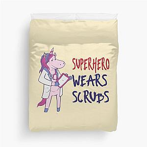 superhero wears scrubs Duvet Cover