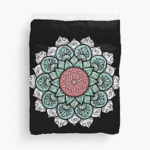 Green And White Mandala Scrubs Duvet Cover