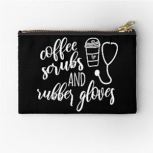 Nurse shirt, Coffee Scrubs and Rubber Gloves Zipper Pouch