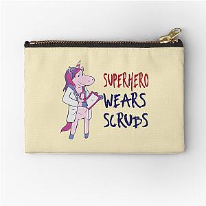 superhero wears scrubs Zipper Pouch