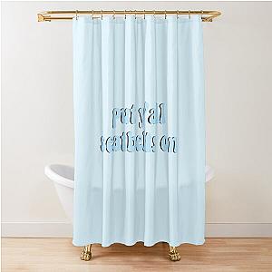Put your seatbelt on blue shower curtain