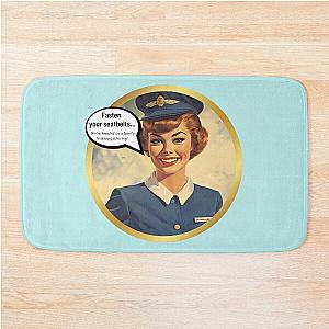 Fasten your seatbelt We're headed to a family holiday gathering Vintage aviation airline stewardess Bath Mat