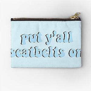 Put your seatbelts on blue zipper pouch