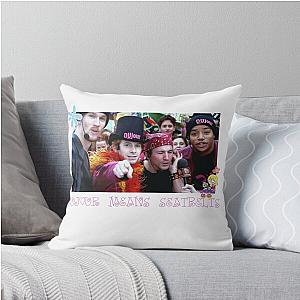 Joie de vivre means seatbelts throw pillow