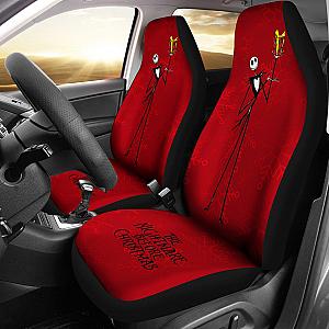 Nightmare Before Christmas Cartoon Car Seat Covers - Jack Skellington Holding Gift Red Snowflake Seat Covers Ci101104 SC2712