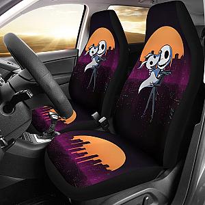 Nightmare Before Christmas Cartoon Car Seat Covers - Chibi Jack Skellington And Zero Dog Modern City At Night Seat Covers Ci101301 SC2712