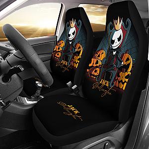 Nightmare Before Christmas Cartoon Car Seat Covers - Jack Skellington King On Throne With Pumpkin Artwork Seat Covers Ci100804 SC2712