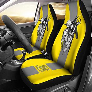 Nightmare Before Christmas Cartoon Car Seat Covers - Minimalist Jack Skellington And Sally Yellow Grey Seat Covers Ci100905 SC2712