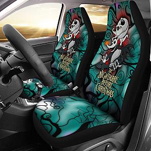 Nightmare Before Christmas Cartoon Car Seat Covers - Evil Jack Skellington And Zero Dog Trippy Background Seat Covers Ci101101 SC2712