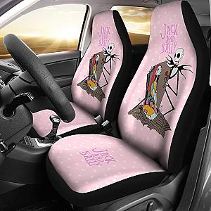 Nightmare Before Christmas Cartoon Car Seat Covers - Jack Skellington And Sally Heart Patterns Pink Seat Covers Ci101201 SC2712