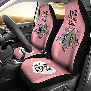Nightmare Before Christmas Cartoon Car Seat Covers - Jack Skellington And Sally In Grey Heart Sweet Pink Seat Covers Ci101202 SC2712