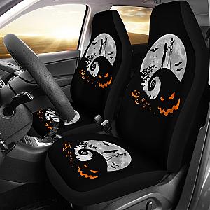 Nightmare Before Christmas Cartoon Car Seat Covers | Jack And Sally Holding Hands Silhouette On Hill Seat Covers Ci092503 SC2712