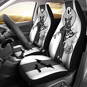 Nightmare Before Christmas Cartoon Car Seat Covers - Happy Jack Skellington And Zero Dog Black White Seat Covers Ci092802 SC2712
