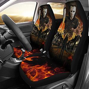 Horror Movie Car Seat Covers | Michael Myers Knife Vs Laurie Strode Gun Fire Town Seat Covers Ci090321 SC2712