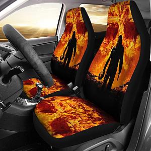 Horror Movie Car Seat Covers | Michael Myers Take Off Mask Flaming Skull Seat Covers Ci090321 SC2712