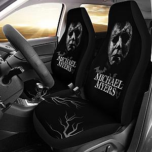 Horror Movie Car Seat Covers | Michael Myers Old Stone Face Black White Seat Covers Ci090921 SC2712