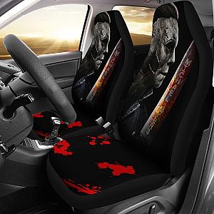 Horror Movie Car Seat Covers | Michael Myers Stone Face With Knife Seat Covers Ci090721 SC2712