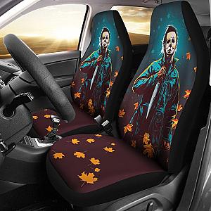Horror Movie Car Seat Covers | Michael Myers In Forest Leaves Patterns Seat Covers Ci090221 SC2712