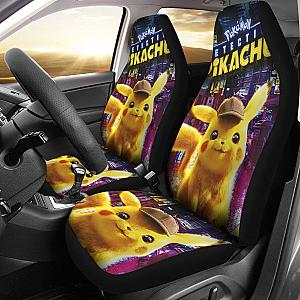 Pikachu Detective Car Seat Covers Pokemon Anime Fan Gift H200221 Universal Fit 225311 SC2712