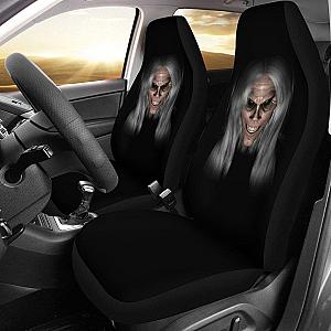 Scary Horror Gray Hair Design Black Seat Covers Universal Fit 225721 SC2712