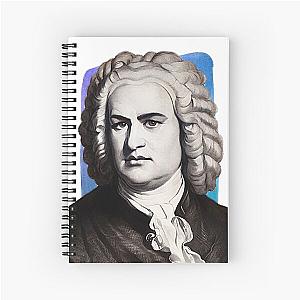 German Composer Johann Sebastian Bach - blue - illustration  Spiral Notebook