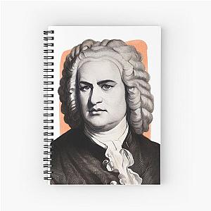 German Composer Johann Sebastian Bach - orange - illustration  Spiral Notebook