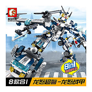 SEMBO SD9188-SD9195 Dragon Fury Super Police: 8 Types of Fit Robots Creator