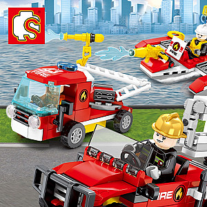 SEMBO 603041-603044 Fire Frontline: 4 models of 3in1 Technic