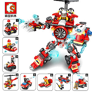 SEMBO 603062 Steel Mecha: 8 Combinations of Fire Fighting Creator