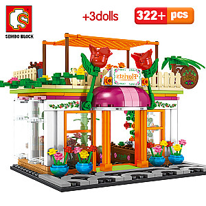 SEMBO 601017-21 House Food Shop Retail Store Cafe Restaurant KTV Bricks Kids Toy City street scene