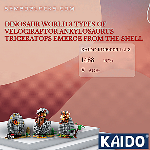 KAIDO KD99009 1+2+3 Creator Expert Dinosaur World 3 Types of Velociraptor Ankylosaurus Triceratops Emerge From The Shell