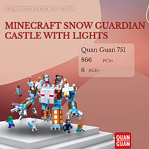 QUANGUAN 751 Creator Expert Minecraft Snow Guardian Castle with Lights