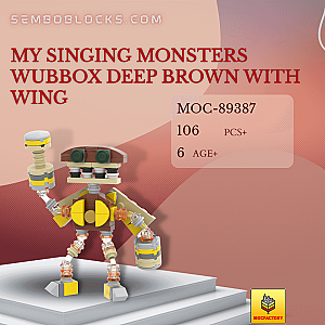 MOC Factory 89387 Movies and Games My Singing Monsters Wubbox Deep Brown with Wing