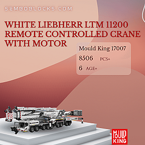 MOULD KING 17007 Technician White Liebherr LTM 11200 Remote Controlled Crane With Motor