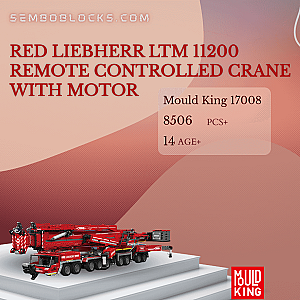 MOULD KING 17008 Technician Red Liebherr LTM 11200 Remote Controlled Crane With Motor