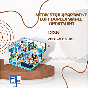 ZHEGAO DZ6105 Creator Expert Meow Star Apartment Loft Duplex Small Apartment