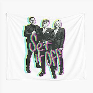 Set it off band group photo GLITCH effect with text Tapestry