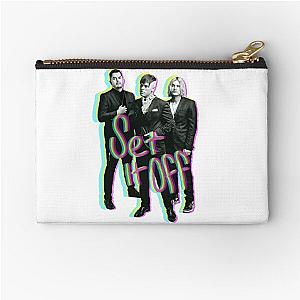 Set it off band group photo GLITCH effect with text Zipper Pouch