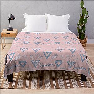 SEVENTEEN Signatures and Logos Pattern (Rose Quartz) Throw Blanket